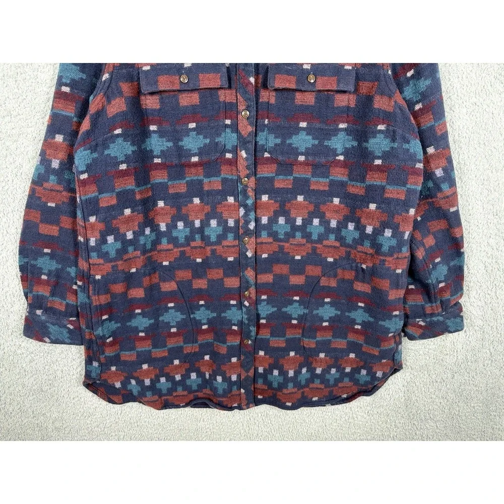 LL Bean Signature Flannel Shirt Aztec Print Chore Button Front Womens XL R - Picture 4 of 7